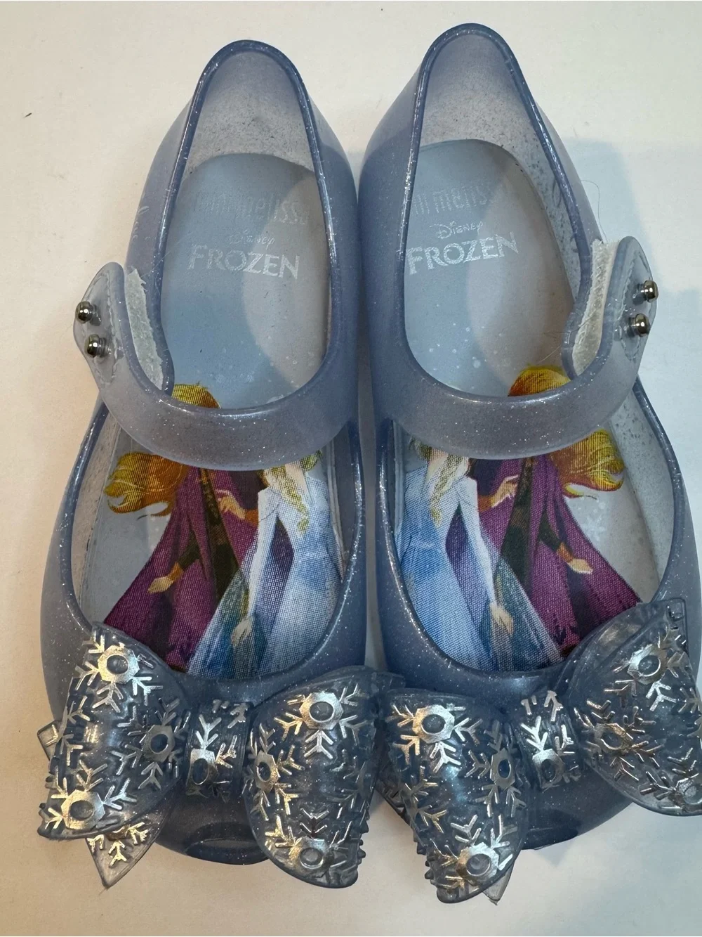 Mini Melissa Ultragirl + Disney Frozen Glitter Bow Maryjane shoes Blue size 8